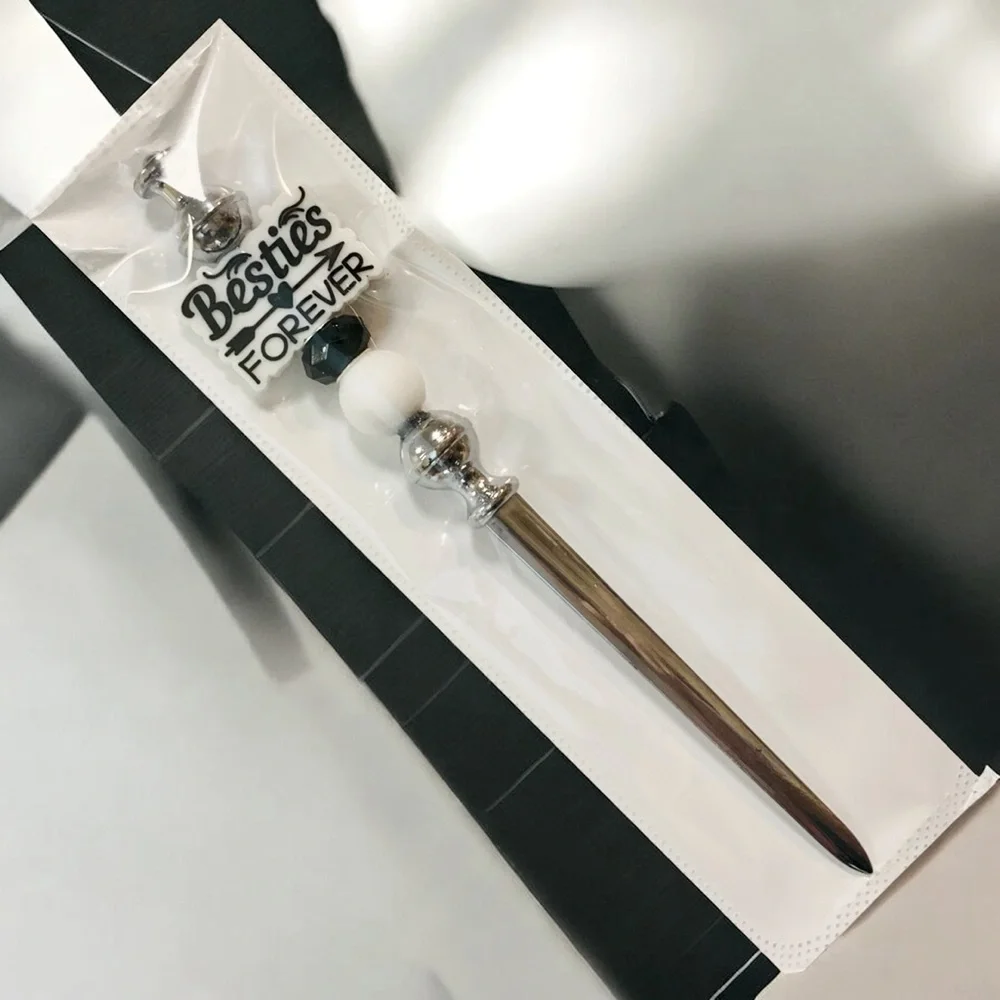 Besties Forever Beaded Silver & Black Letter Opener